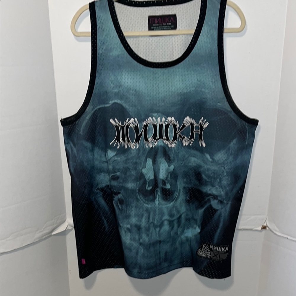 Mishka Blue and Black Skull Tank